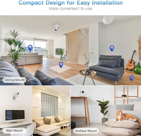كاميرا مراقبة خلوية من Ctronics 4G LTE داخلية، كاميرا مراقبة للمنزل PTZ بزاوية 360 درجة، اكتشاف الإنسان/الحركة، التتبع التلقائي، رؤية ليلية ملونة بدقة 2 ميجابكسل، صوت ثنائي الاتجاه، بطاقة SIM متضمنة، توصيل in Kuwait