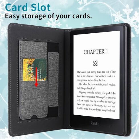 Stand Case for 6.8" Kindle Paperwhite 11th Generation 2021 and Signature Edition, Durable Cover with Auto Wake/Sleep, Shockproof PU Leather Sleeve Shell with Hand Strap & Card Slot, Grey in Kuwait
