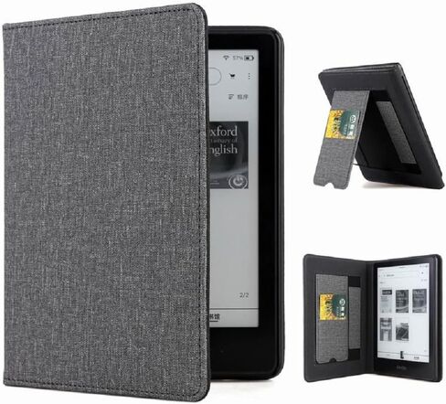 Stand Case for 6.8" Kindle Paperwhite 11th Generation 2021 and Signature Edition, Durable Cover with Auto Wake/Sleep, Shockproof PU Leather Sleeve Shell with Hand Strap & Card Slot, Grey in Kuwait