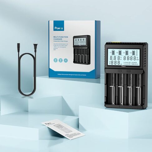 18650 Battery Charger with Testing Functions, POWXS Universal 3.7V Charger for Li-Ion Rechargeable Batteries IMR Lithium 26650 21700 18650 16340 14500 10440, Ni-Mh/Ni-Cd AA AAA C Batteries in Kuwait