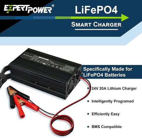 ExpertPower 24V 5A Smart Electric Scooter Charger for Lithium LiFePO4 Rechargeable Batteries | XLR Male/Inline Female | Go-Go Elite Traveller, Jazzy Power Chair, Pride Mobility Shopride, Schwinn in Saudi Arabia