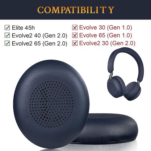 SOULWIT Ear Cushions for Jabra Evolve2 65, Elite 45h - Black | Earpads for Evolve2 65(UC/MS), Evolve2 40(UC/MS/USB), Elite 45h On-ear Headphones in Kuwait