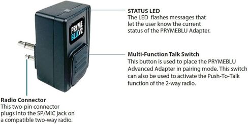 PRYME® BT-503-V2 Bluetooth Wireless PTT Headset Adapter for All Motorola, and Similar Two-Pin Radios Including Digital Models in Kuwait