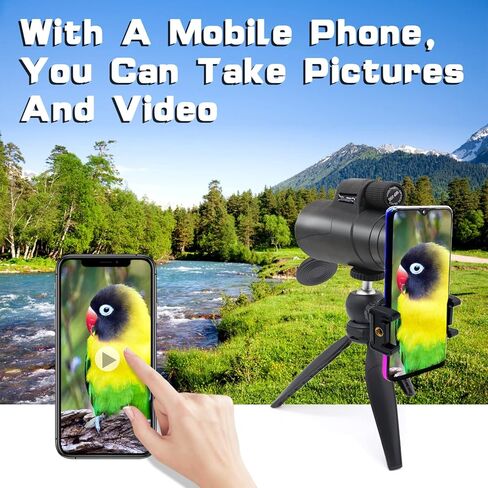 ENVYSOOP 80x100 Monoculars for Adults High Powered, HD Monocular Telescope with Smartphone Adapter & Tripod, BAK-4 Prism Compact Monocular for Bird Watching Wildlife Hunting Hiking Camping - Black in Kuwait