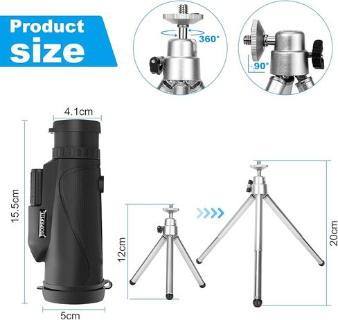POKSAUAE 40 × 60 مناظير أحادية قابلة للتعديل مقاومة للماء ومضادة للضباب مع حامل ثلاثي القوائم داعم، مجلد عالمي للهاتف المحمول، حقيبة تخزين، أدوات جديدة، تصفية هدية للرجال in Kuwait