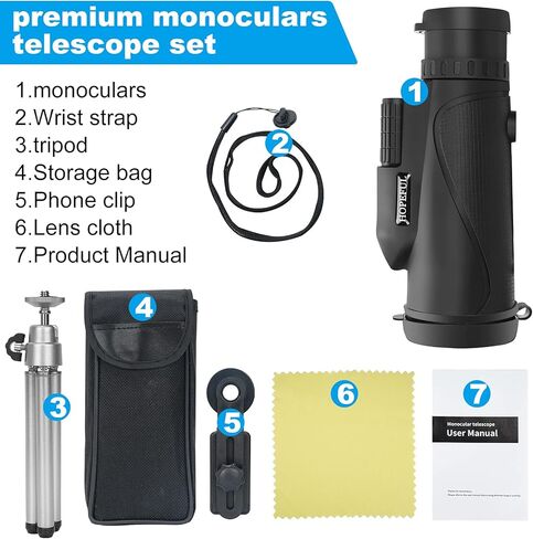 POKSAUAE 40 × 60 مناظير أحادية قابلة للتعديل مقاومة للماء ومضادة للضباب مع حامل ثلاثي القوائم داعم، مجلد عالمي للهاتف المحمول، حقيبة تخزين، أدوات جديدة، تصفية هدية للرجال in Kuwait