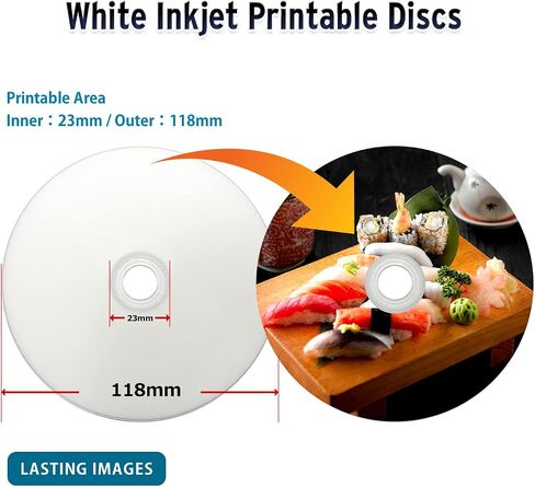HIDISC TY Series Blue CD-R 52X 700MB White Inkjet Hub Printable Recordable Media Disc - 100 Cake Box in Saudi Arabia