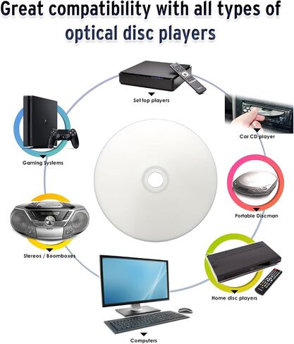 HIDISC TY Series Blue CD-R 52X 700MB White Inkjet Hub Printable Recordable Media Disc - 100 Cake Box in Saudi Arabia