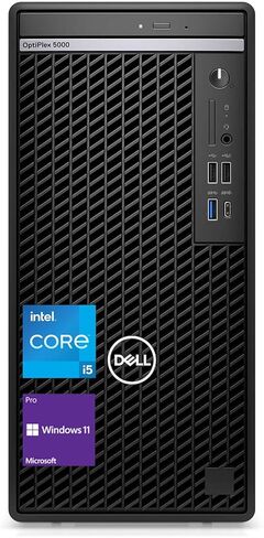 كمبيوتر سطح المكتب طراز OptiPlex 5000 من Dell، الجيل الثاني عشر من Intel Core i5-12500، ذاكرة الوصول العشوائي 16 جيجابايت، 512 جيجابايت PCIe SSD، DVD، RJ-45، DP، واي فاي، لوحة مفاتيح سلكية وماوس، Windows 11 Pro، أسود in Kuwait