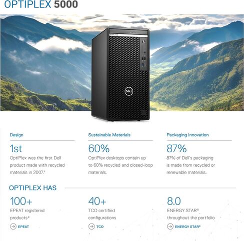 كمبيوتر سطح المكتب طراز OptiPlex 5000 من Dell، الجيل الثاني عشر من Intel Core i5-12500، ذاكرة الوصول العشوائي 16 جيجابايت، 512 جيجابايت PCIe SSD، DVD، RJ-45، DP، واي فاي، لوحة مفاتيح سلكية وماوس، Windows 11 Pro، أسود in Kuwait