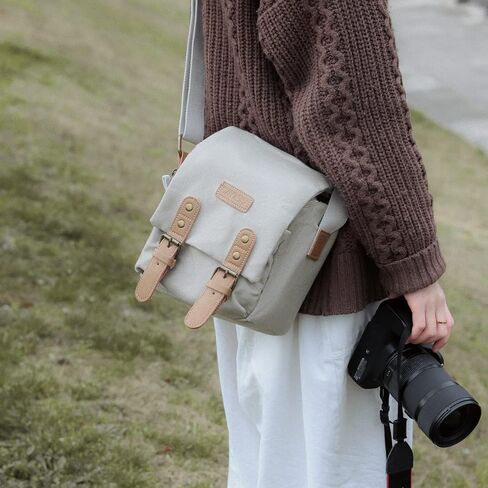 Cwatcun Canvas Sling Bag, Retro Crossbody for Mirrorless in Saudi Arabia