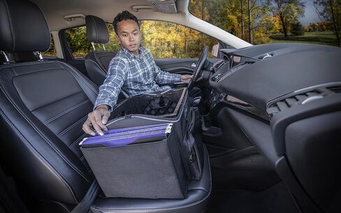 AutoExec AUE80028 Milk Crate Vehicle and Mobile Office Work Station with Laptop Tray, Power Inverter and Phone Mount, Black in Kuwait