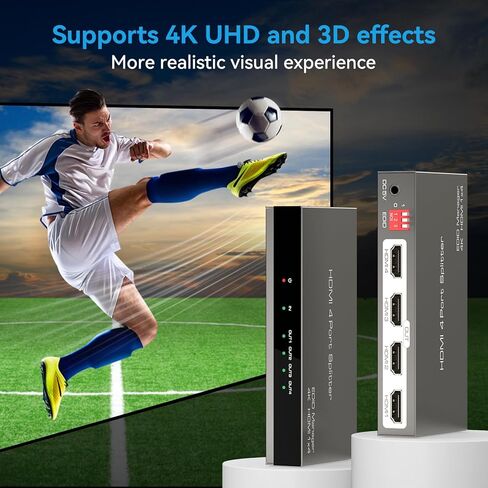 4k hdmi Splitter 1 in 4 Out with EDID Management for Exhibition Classroom Presentation Gaming 4 Way hdmi Splitter' 4 Port for Multiple Monitors tv Laptop Computers Support 4K30hz 2K 3D 1080p HDCP in Kuwait