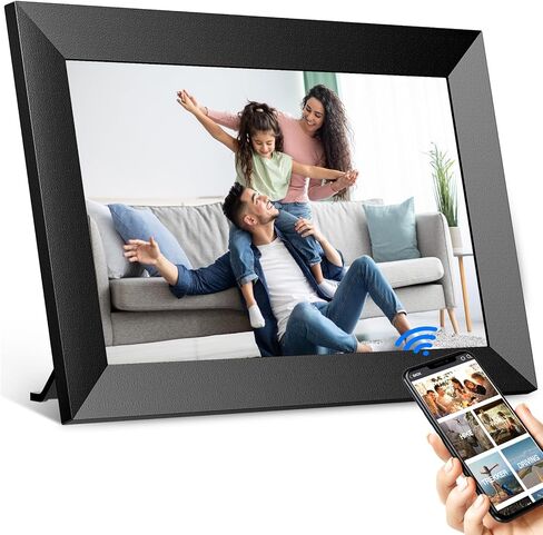 Digital Picture Frame, 10.1 Inch Smart WiFi Digital Photo Frames with HD Touch Screen, Auto-Rotate, Wall Mountable, 16GB Storage Easy Setup to Share Photos Videos via App (Black) in Kuwait