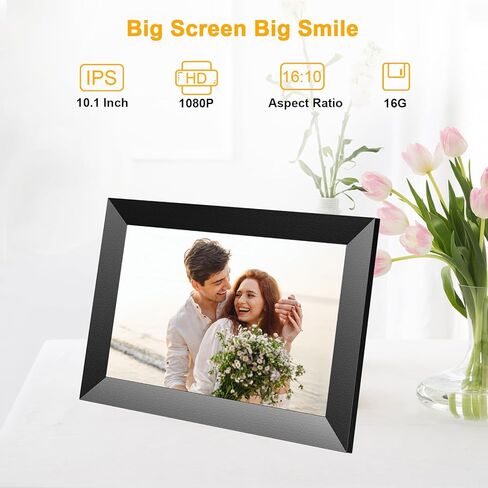 Digital Picture Frame, 10.1 Inch Smart WiFi Digital Photo Frames with HD Touch Screen, Auto-Rotate, Wall Mountable, 16GB Storage Easy Setup to Share Photos Videos via App (Black) in Kuwait