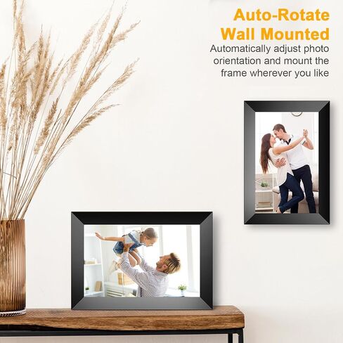 Digital Picture Frame, 10.1 Inch Smart WiFi Digital Photo Frames with HD Touch Screen, Auto-Rotate, Wall Mountable, 16GB Storage Easy Setup to Share Photos Videos via App (Black) in Kuwait