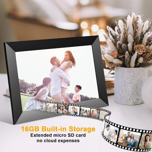 Digital Picture Frame, 10.1 Inch Smart WiFi Digital Photo Frames with HD Touch Screen, Auto-Rotate, Wall Mountable, 16GB Storage Easy Setup to Share Photos Videos via App (Black) in Kuwait