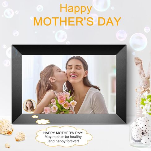 Digital Picture Frame, 10.1 Inch Smart WiFi Digital Photo Frames with HD Touch Screen, Auto-Rotate, Wall Mountable, 16GB Storage Easy Setup to Share Photos Videos via App (Black) in Kuwait