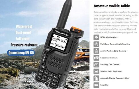 UV-K5 Dual Band Radio 5 Watt Output Portable Two-Way Radio with NOAA Weather Alert Walkie Talki FM (2pcs) in Kuwait