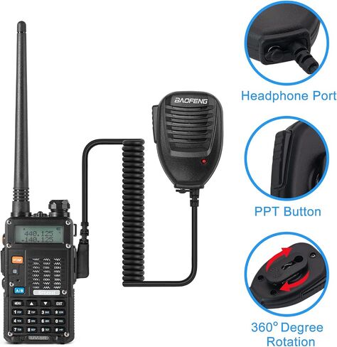 Ham Radio Walkie Talkie (UV-5R) UHF VHF Dual Band 2-Way Radio with Rechargeable Li-ion Battery Handheld Walkie Talkies Complete Set with Earpiece and Programming Cable (2 Pack) in Saudi Arabia