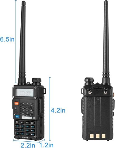 Ham Radio Walkie Talkie (UV-5R) UHF VHF Dual Band 2-Way Radio with Rechargeable Li-ion Battery Handheld Walkie Talkies Complete Set with Earpiece and Programming Cable (2 Pack) in Saudi Arabia