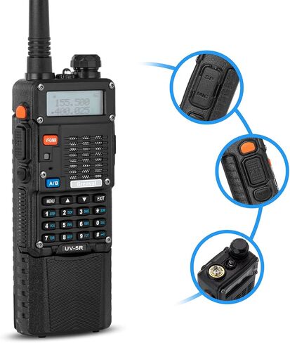 Ham Radio Walkie Talkie (UV-5R) UHF VHF Dual Band 2-Way Radio with Rechargeable Li-ion Battery Handheld Walkie Talkies Complete Set with Earpiece and Programming Cable (2 Pack) in Saudi Arabia