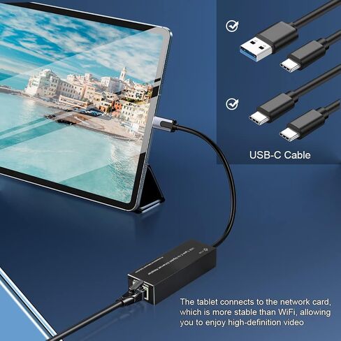 USB 3.0 to 2.5Gb Gigabits Ethernet NIC Network Adaptor, 10/100/1000M/2.5Gbps Type-C to RJ45 LAN Laptop Network Card Compatible with Windows Server/Windows/Linux in Kuwait