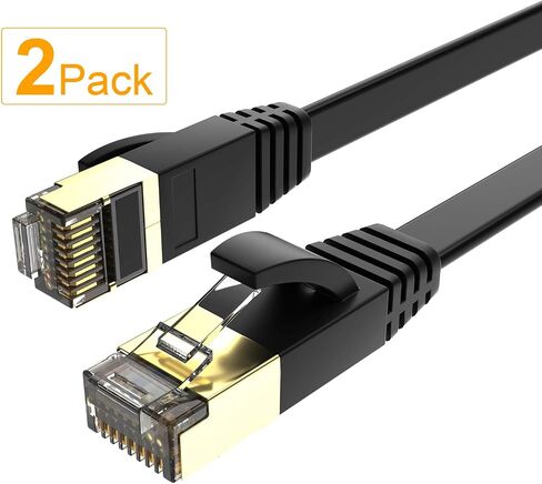 SHD Flat Cat7 Ethernet Cable(2 Pack) Network Patch Cable FTP/STP LAN Cable Computer Patch Cord-15 Feet in Kuwait