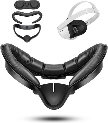 ام في اي او اي اي وسادة وجه من الجلد الصناعي خفيفة الوزن وقابلة للغسل ومضادة للتسرب ومضادة للتسرب مناسبة لميتا/اوكولوس كويست 2 (لون اسود) in Kuwait