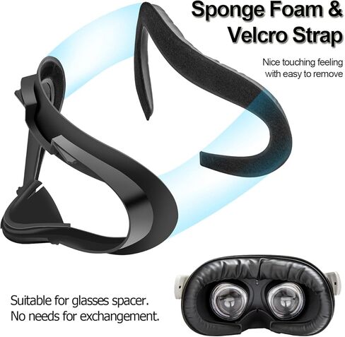 ام في اي او اي اي وسادة وجه من الجلد الصناعي خفيفة الوزن وقابلة للغسل ومضادة للتسرب ومضادة للتسرب مناسبة لميتا/اوكولوس كويست 2 (لون اسود) in Kuwait