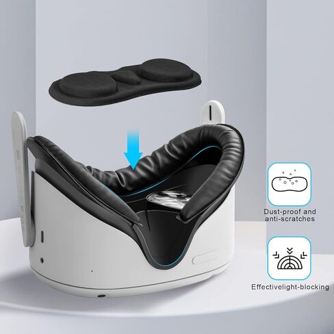 ام في اي او اي اي وسادة وجه من الجلد الصناعي خفيفة الوزن وقابلة للغسل ومضادة للتسرب ومضادة للتسرب مناسبة لميتا/اوكولوس كويست 2 (لون اسود) in Kuwait