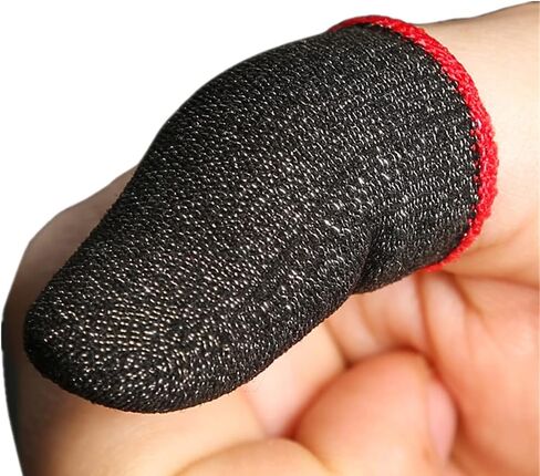 Phone Gaming Finger Sleeves （6 Pack） Silver Fiber More Sensitive Anti-Sweat Breathable ，for League of Legend, Rules of Survival,PUBG (Black) in Kuwait