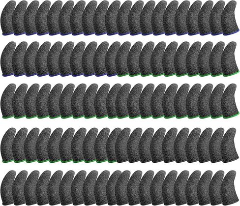 100 PCS Mobile Phone Gaming Finger Sleeves,Anti-Sweat Breathable,Gaming Sleeve,Thumbs Finger Gloves Cover Sleeve for League of Legend, PUBG, Rules of Survival, Knives Out [Glass-Silver Fiber] in Kuwait