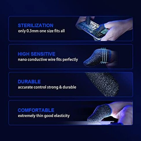 100 PCS Mobile Phone Gaming Finger Sleeves,Anti-Sweat Breathable,Gaming Sleeve,Thumbs Finger Gloves Cover Sleeve for League of Legend, PUBG, Rules of Survival, Knives Out [Glass-Silver Fiber] in Kuwait