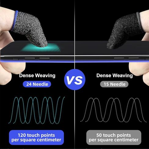 100 PCS Mobile Phone Gaming Finger Sleeves,Anti-Sweat Breathable,Gaming Sleeve,Thumbs Finger Gloves Cover Sleeve for League of Legend, PUBG, Rules of Survival, Knives Out [Glass-Silver Fiber] in Kuwait