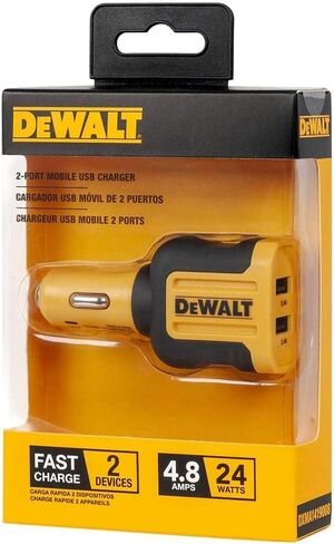 DEWALT 2-Port USB Car Charger — 24W Fast Charge Dual Port USB-A for iPhone 14 13 12 11 Pro Max X XR XS 8 Plus 6s iPad — Compatible with Samsung Galaxy S22 S21 S10 Plus S7 GPS in Saudi Arabia