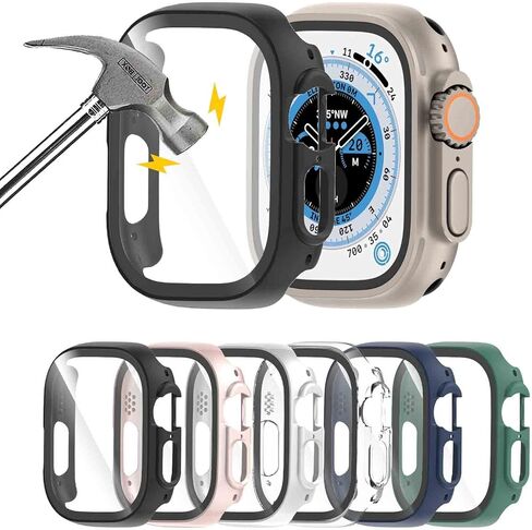 [10 عبوات] حافظة متوافقة مع Apple Watch Series 8 Series 7 41 ملم مع واقي شاشة من الزجاج المقوى، غطاء ممتص للصدمات صلب من البولي كربونات بتغطية كاملة لملحقات iWatch Series 8 7 41 ملم in Kuwait