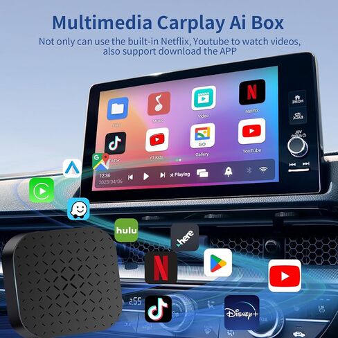 Alosnic ترقية Magic Box 2.0 Carplay، محول Carplay لاسلكي مع Netflix/YouTube/Tiktiok/Google Play Store/بطاقة TF، محول Android Auto اللاسلكي، صندوق Carplay Ai لسيارات Carplay السلكية (2+16 جيجابايت) in Saudi Arabia