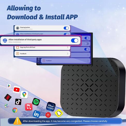 Alosnic ترقية Magic Box 2.0 Carplay، محول Carplay لاسلكي مع Netflix/YouTube/Tiktiok/Google Play Store/بطاقة TF، محول Android Auto اللاسلكي، صندوق Carplay Ai لسيارات Carplay السلكية (2+16 جيجابايت) in Saudi Arabia