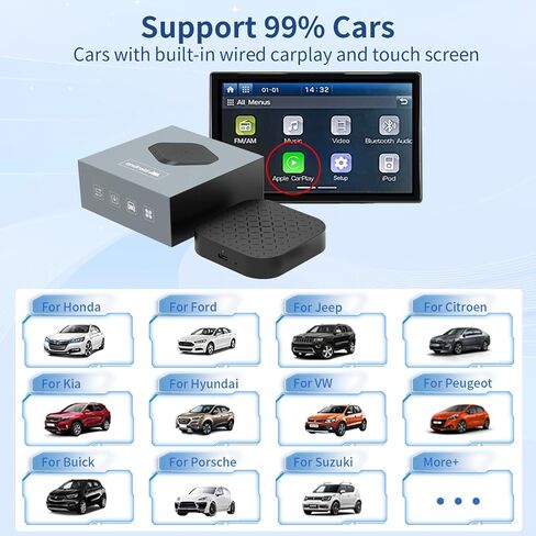 Alosnic ترقية Magic Box 2.0 Carplay، محول Carplay لاسلكي مع Netflix/YouTube/Tiktiok/Google Play Store/بطاقة TF، محول Android Auto اللاسلكي، صندوق Carplay Ai لسيارات Carplay السلكية (2+16 جيجابايت) in Saudi Arabia