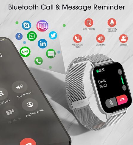 ساعات Betatree الذكية للنساء (استقبال المكالمات/الاتصال الهاتفي)، ساعة ذكية لهواتف iPhone Android، شاشة 1.85 بوصة عالية الدقة تعمل باللمس ومتتبع اللياقة البدنية مقاوم للماء مع عداد الخطى 20 وضعًا رياضيًا ومراقبة معدل ضربات القلب والنوم وصوت AI in Kuwait