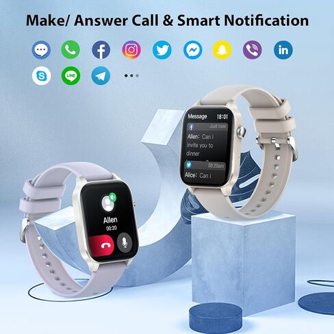 ساعات Betatree الذكية للنساء (استقبال المكالمات/الاتصال الهاتفي)، ساعة ذكية لهواتف iPhone Android، شاشة 1.85 بوصة عالية الدقة تعمل باللمس ومتتبع اللياقة البدنية مقاوم للماء مع عداد الخطى 20 وضعًا رياضيًا ومراقبة معدل ضربات القلب والنوم وصوت AI in Kuwait
