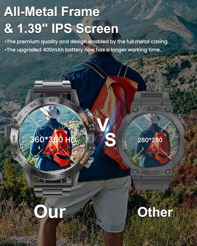 ساعة ذكية PODOEIL Military للرجال مع اتصال بلوتوث، 108 أوضاع رياضية لتتبع اللياقة البدنية لهواتف iPhone Samsung Android، ساعة ذكية عالية الدقة 1.39 بوصة مع مراقب صحي للنوم (فضي) in Kuwait