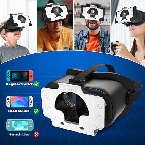 سماعة رأس VR مطورة من PSATCL لطراز Nintendo Switch/Nintendo Switch OLED، نظارات سماعة الواقع الافتراضي مع عدسات HD قابلة للتعديل، نظارات Switch VR Labo لملحقات Nintendo Switch in Kuwait