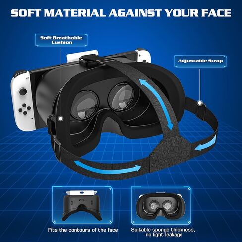 سماعة رأس VR مطورة من PSATCL لطراز Nintendo Switch/Nintendo Switch OLED، نظارات سماعة الواقع الافتراضي مع عدسات HD قابلة للتعديل، نظارات Switch VR Labo لملحقات Nintendo Switch in Kuwait