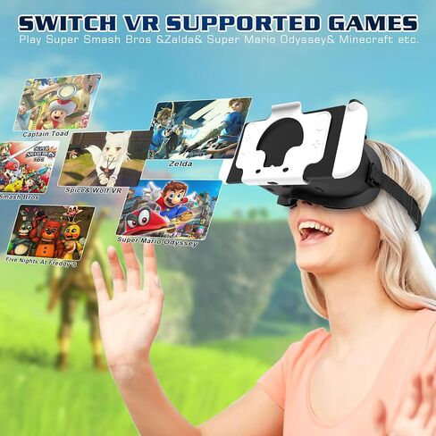 سماعة رأس VR مطورة من PSATCL لطراز Nintendo Switch/Nintendo Switch OLED، نظارات سماعة الواقع الافتراضي مع عدسات HD قابلة للتعديل، نظارات Switch VR Labo لملحقات Nintendo Switch in Kuwait