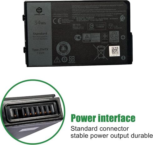 JIAZIJIA J7HTX 451-BCDH استبدال بطارية الكمبيوتر المحمول لـ Dell Latitude 7202 7212 7220 Rugged Extreme Tablet T03H T03H002 T03H T03H003 Series 02JT7D 2JT7D J82G5 7XNTR FH8RW 0FH8RW DRPTJ 7.6V 34Wh 4342mAh in Saudi Arabia