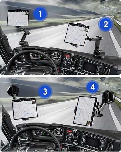 او كيو تي اي كيو حامل تابلت للشاحنة شديد التحمل [ذراع طويل 16 انش]، حامل ايباد للسيارة والشاحنة والزجاج الامامي للسيارة والشاحنة، كوب شفط قوي متوافق مع التابلت والايباد، شبه الشاحنة. in Kuwait