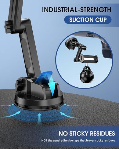 او كيو تي اي كيو حامل تابلت للشاحنة شديد التحمل [ذراع طويل 16 انش]، حامل ايباد للسيارة والشاحنة والزجاج الامامي للسيارة والشاحنة، كوب شفط قوي متوافق مع التابلت والايباد، شبه الشاحنة. in Kuwait