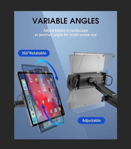 او كيو تي اي كيو حامل تابلت للشاحنة شديد التحمل [ذراع طويل 16 انش]، حامل ايباد للسيارة والشاحنة والزجاج الامامي للسيارة والشاحنة، كوب شفط قوي متوافق مع التابلت والايباد، شبه الشاحنة. in Kuwait